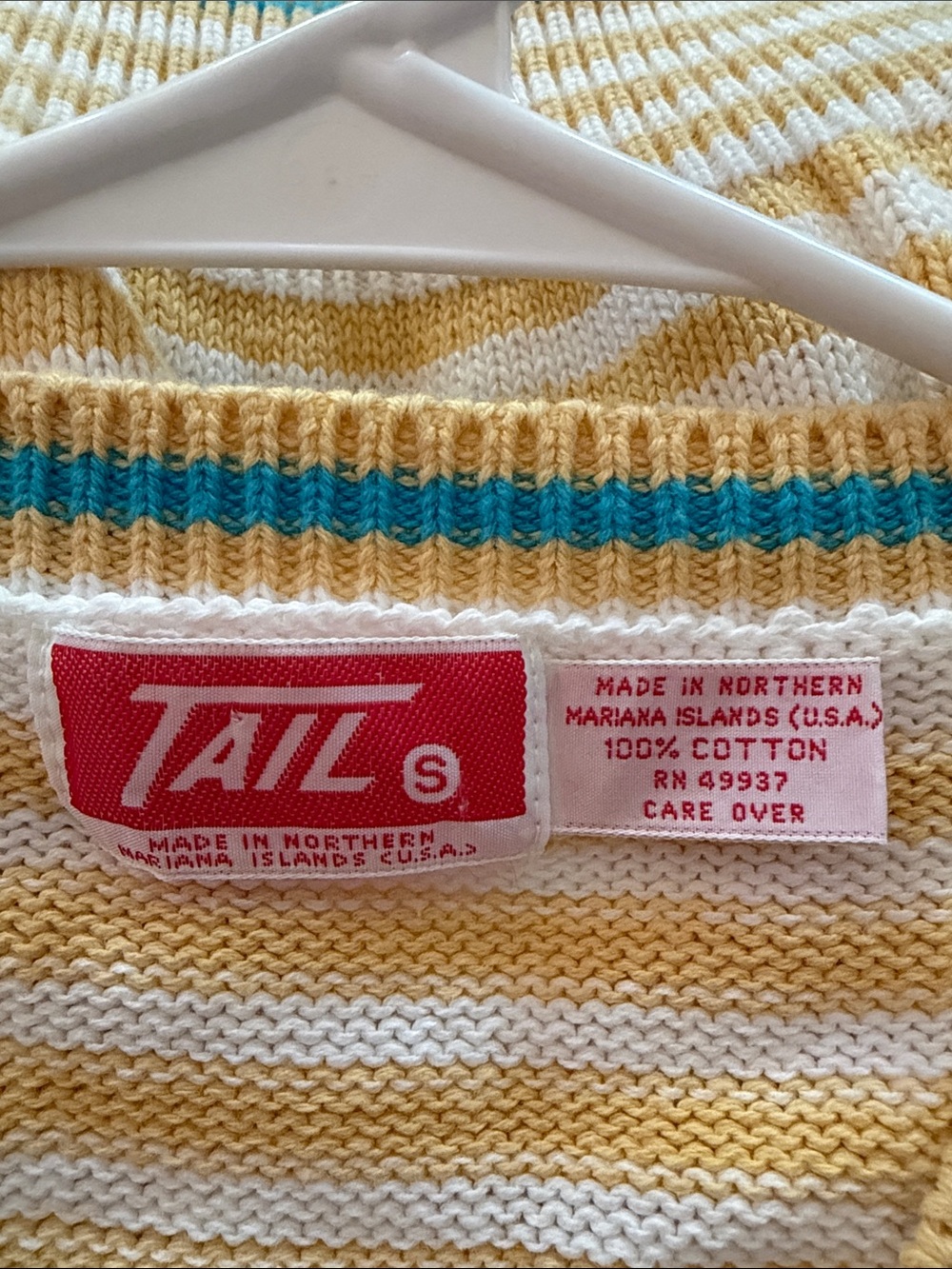 VINTAGE TAIL Striped Sweater Vest Tennis Golfcore Prep M Yellow & Aqua - Picture 3 of 5